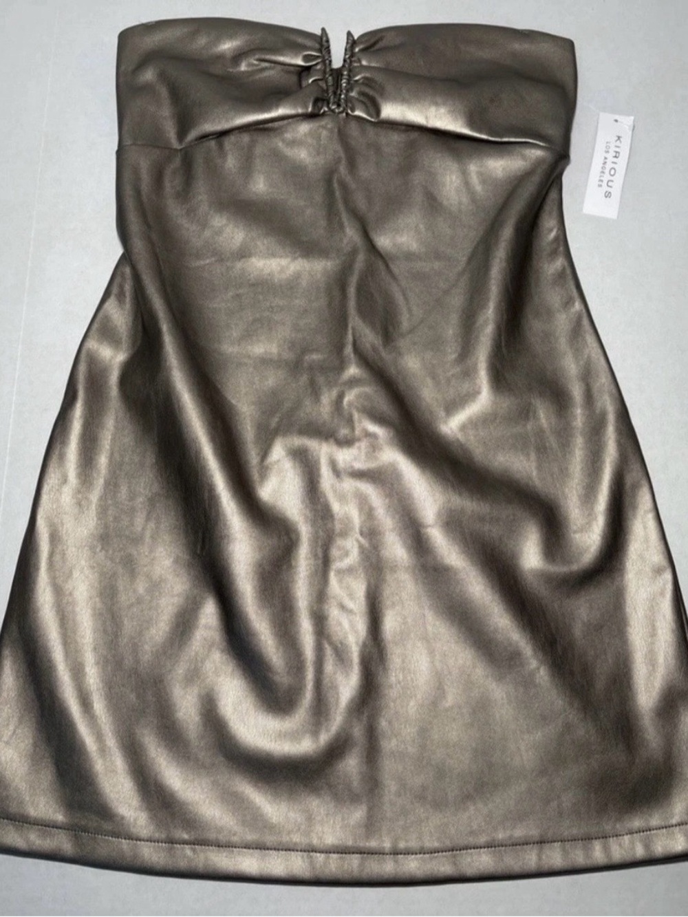 Kirious Los Angeles Metallic Copper Tan Strapless Dress Large